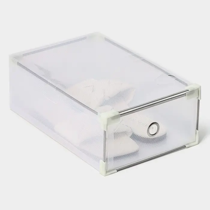 Коробка для хранения обуви выдвижная Доляна Middle size, 20&times;31&times;11 см, 3 шт., белая