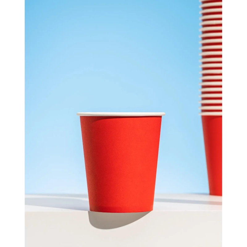 Стакан одноразовый бум 1-сл. d-80мм 250мл красный КОМУС 75шт/уп