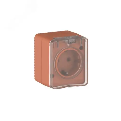 AtlasDesign PROFI IP54 О/У РОЗЕТКА с заземлением со шторками 16А 250В, ТЕРРАКОТОВЫЙ