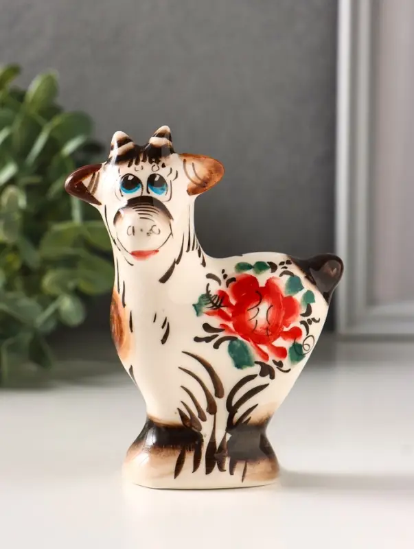 Фигурка фарфор &laquo;Козёл Кузя&raquo;, 11.5 см, гжель цветная, МИКС