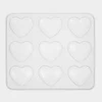 Форма для шоколада Доляна &laquo;Сердечки&raquo;, силикон, 20&times;17.5&times;0.6 см, 9 ячеек (5.5&times;5 см), прозрачная
