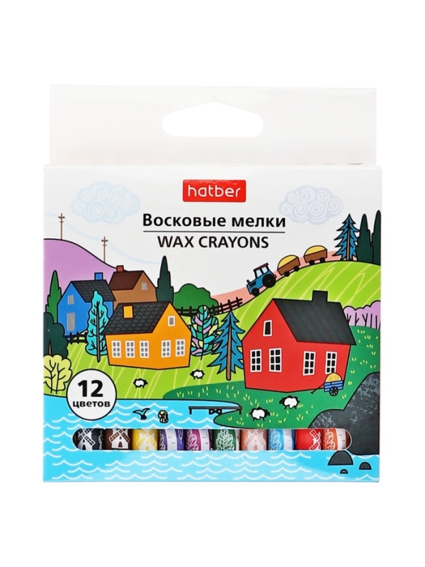 Мелки восковые 8 цветов Hatber Мелки восковые 8 цветов Hatber "Жираф", диаметр 9 мм, круглый корпус, в картонной коробке с европодвесом