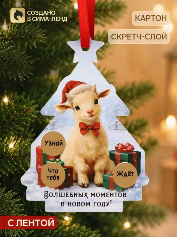Елочная игрушка со скретч-слоем &laquo;Волшебных моментов&raquo;,12.4&times;14.6 см