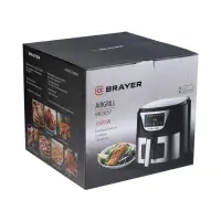 Аэрогриль BRAYER 2037BR,1500Вт,5л,7 программ,200&deg;С, LCD-дисплей таймер,решетка,черно-серый