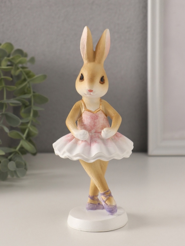 Сувенир полистоун  Сувенир полистоун "Зайка-балерина в бело-розовой пачке" 7х7х18 см