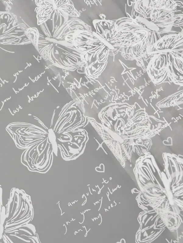 Плёнка для цветов &laquo;Бабочки&raquo;, прозрачная/белая, 0.7&times;7.6 м, 40 мкм, 200 г