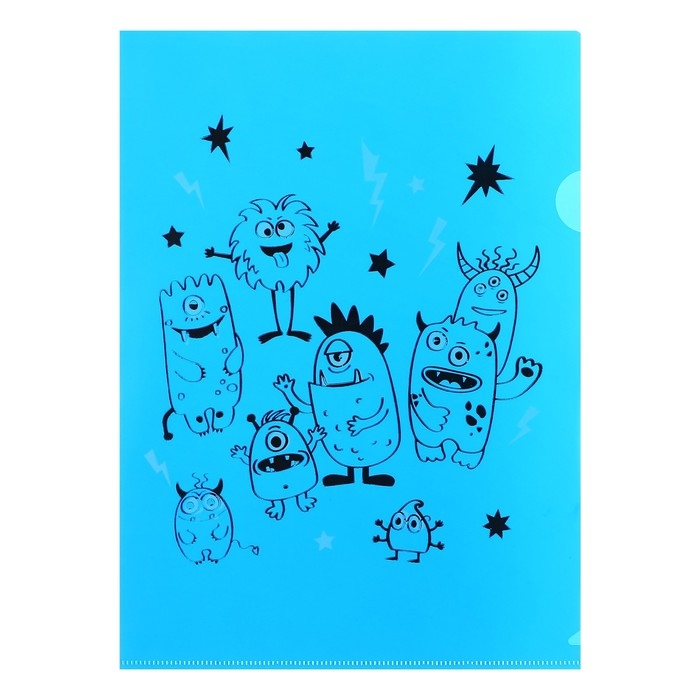 Набор папок-уголков А4, 180 мкм, Calligrata Набор папок-уголков А4, 180 мкм, Calligrata "Монстрики", полупрозрачные, 6 штук, с принтом, микс