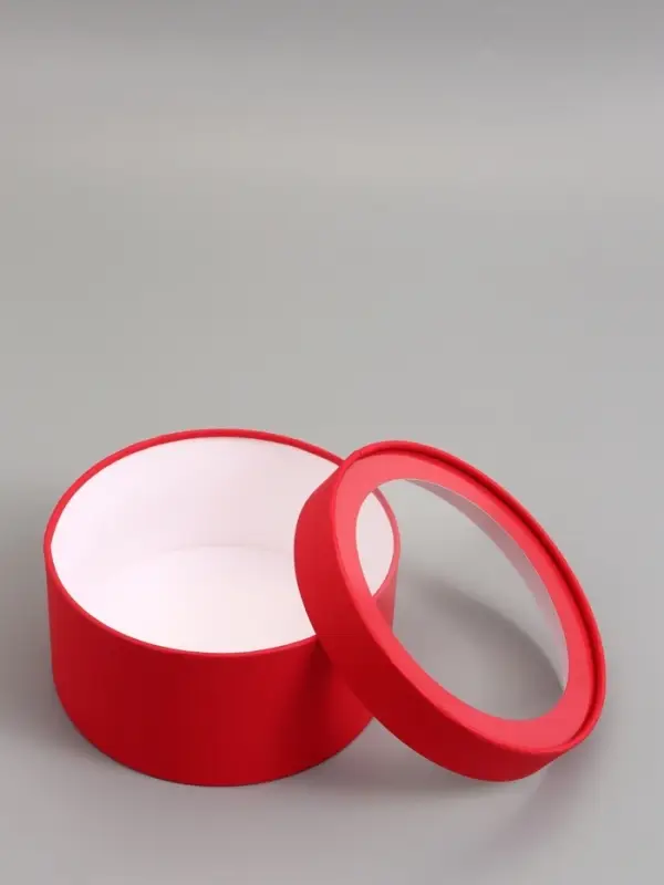 Подарочная коробка, красная, завальцованная с окном, 21 х 11 см