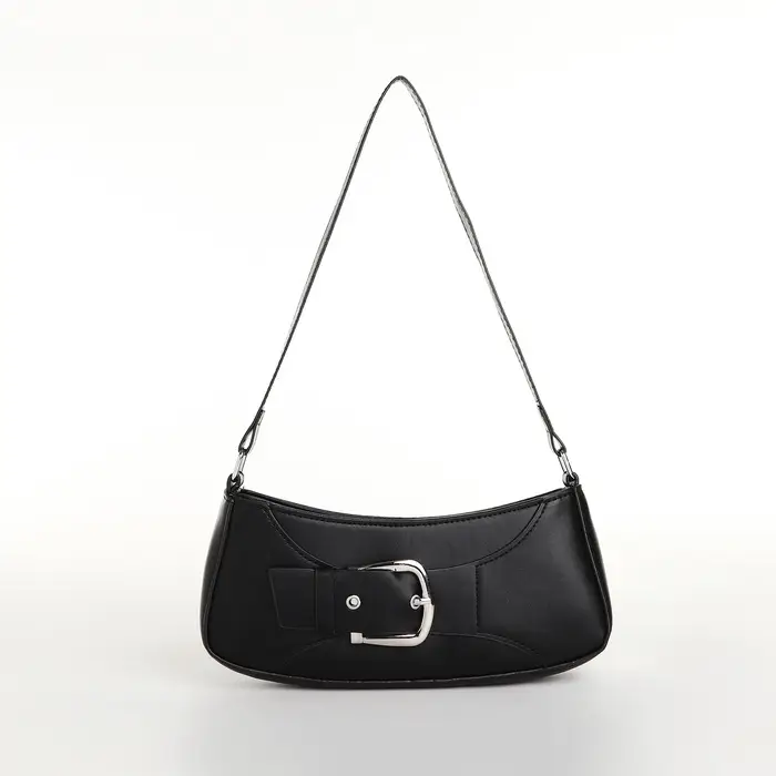 Сумка женская багет на молнии, 26&times;5&times;10.5 см, чёрная