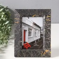 Фоторамка пластик 10х15 см "Гедеон" чёрный с золотом 21х16х2 см