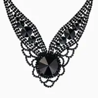 Набор 2 предмета: серьги, колье &laquo;Вернисаж&raquo;, круг ажурный, чёрный, 35 см