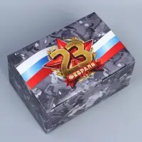 Коробка подарочная сборная, упаковка, &laquo;23 февраля&raquo;, 22&times;15&times;10 см