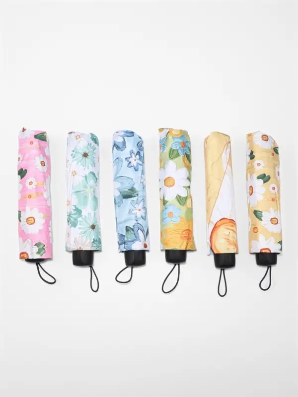 Зонт механический &laquo;Цветочный букет&raquo;, эпонж, 4 сложения, 8 спиц, R=49/55 см, d=98 см, МИКС