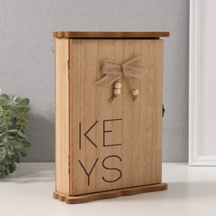 Ключница дерево  Ключница дерево "KEYS с сердечком и бантом" 3х19х25,6 см