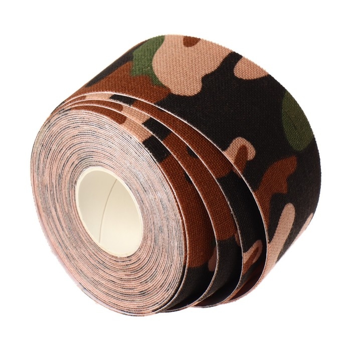 Кинезио - тейп, 3,8 см × 5 м, цвет камуфляж Кинезио - тейп, 3,8 см × 5 м, цвет камуфляж