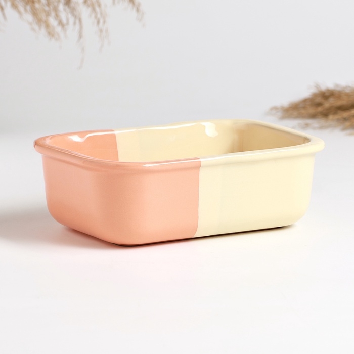 Емкость для запекания - контейнер "Псковская" 0,5л / 5,5х17х12,5см, персиковый поцелуй