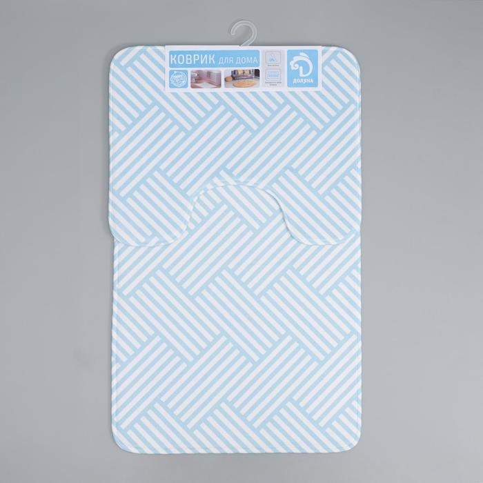 Набор ковриков для ванной и туалета Доляна «Паркет», 2 шт: 50×80, 40×50 см, цвет голубой Набор ковриков для ванной и туалета Доляна «Паркет», 2 шт: 50×80, 40×50 см, цвет голубой