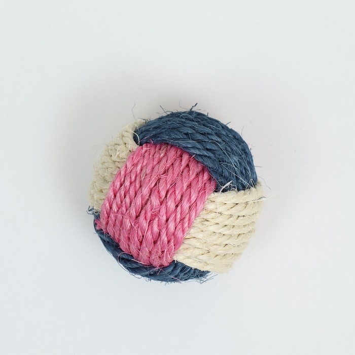 Шарик переплетеный из сизали, 6 см, белый/синий/розовый Шарик переплетеный из сизали, 6 см, белый/синий/розовый