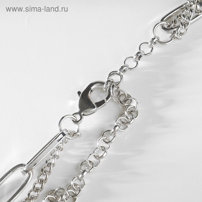 Кулон «Цепь» звенья, 2 нити, цвет серебро, 43 см