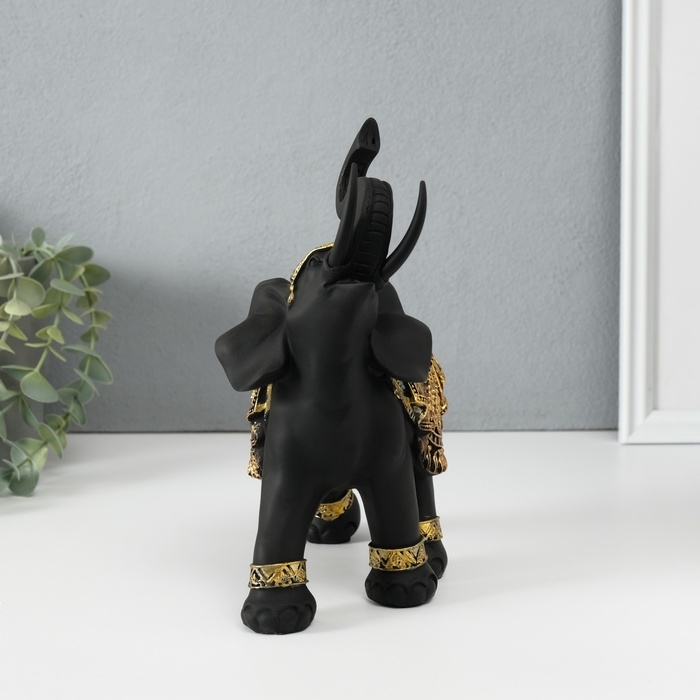 Сувенир полистоун Сувенир полистоун "Чёрный слон в золотой богатой попоне" МИКС 22х10х18,8 см