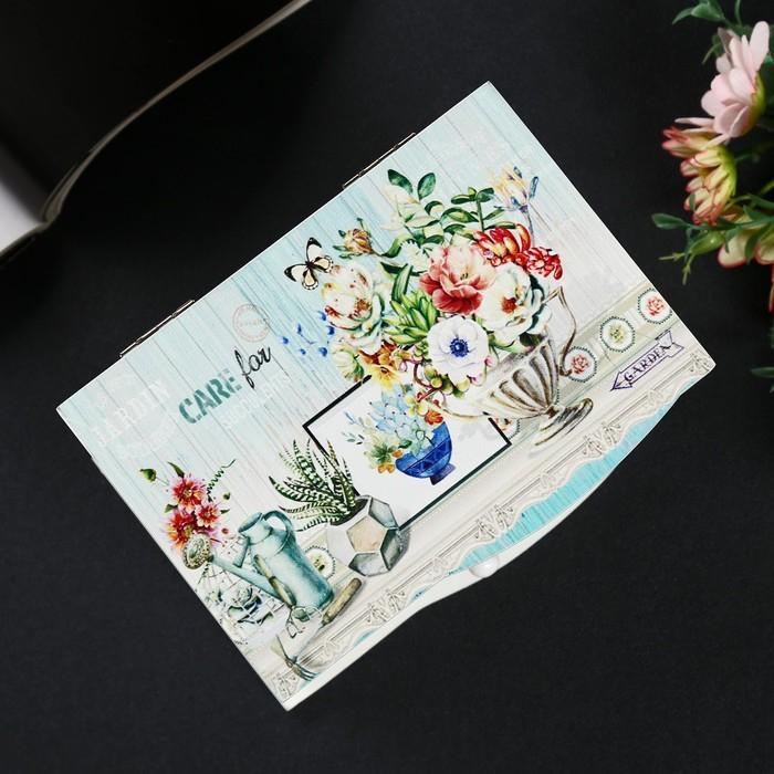 Шкатулка дерево комод 1 ящик музыкальная  Шкатулка дерево комод 1 ящик музыкальная "Букет в античной вазе" 11х14,7х10,6 см