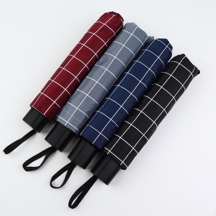 Зонт механический «Крупная клетка», эпонж, 4 сложения, 10 спиц, R = 53/61 см, D = 122 см, цвет МИКС Зонт механический «Крупная клетка», эпонж, 4 сложения, 10 спиц, R = 53/61 см, D = 122 см, цвет МИКС