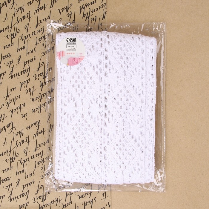 Кружево вязаное, 65 мм × 10 ± 1 м, цвет белый Кружево вязаное, 65 мм × 10 ± 1 м, цвет белый