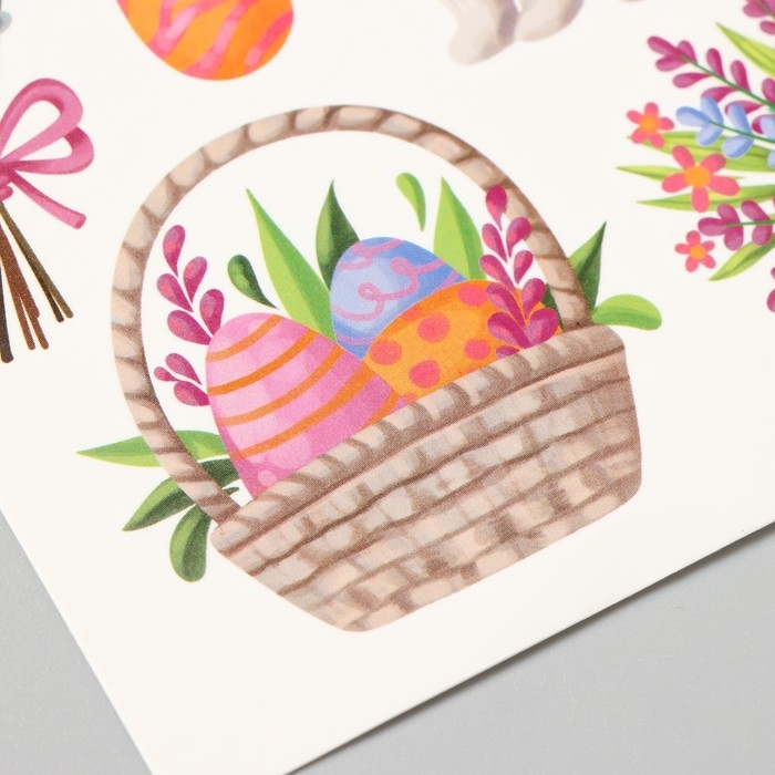 Татуировка на тело цветная  Татуировка на тело цветная "Кролик и пасхальная корзинка" 10х10 см