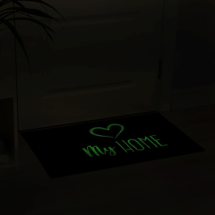 Коврик придверный Доляна My home, 50×80 см, влаговпитывающий, светящийся в темноте, цвет чёрный Коврик придверный Доляна My home, 50×80 см, влаговпитывающий, светящийся в темноте, цвет чёрный