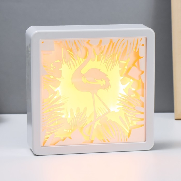 Световая картина-ночник Световая картина-ночник "Страус" LED от батареек 3хАА USB 15,5x4,5x15,5 см RISALUX