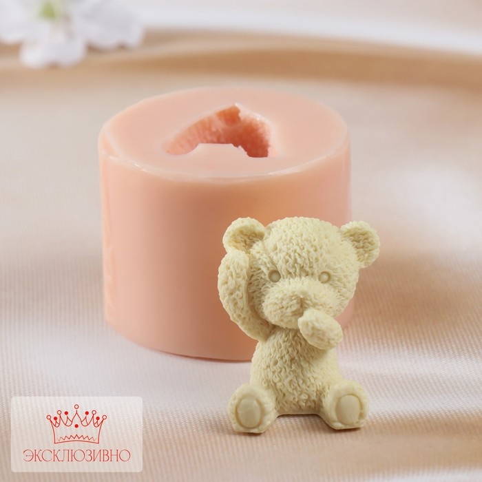 Молд силиконовый Молд силиконовый "Мишка рука у рта" (издел. 3,5х3,5х4 см)