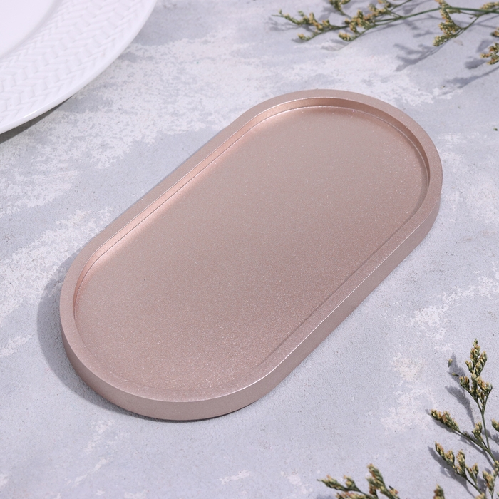 Подсвечник овальный из гипса,17,5х9х1,5см,шампань Подсвечник овальный из гипса,17,5х9х1,5см,шампань