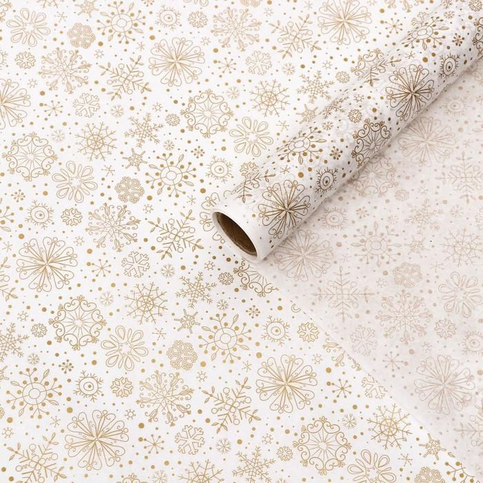 Бумага силиконизированная «Снежинки», золотые, для выпечки, 0,38 х 5 м Бумага силиконизированная «Снежинки», золотые, для выпечки, 0,38 х 5 м