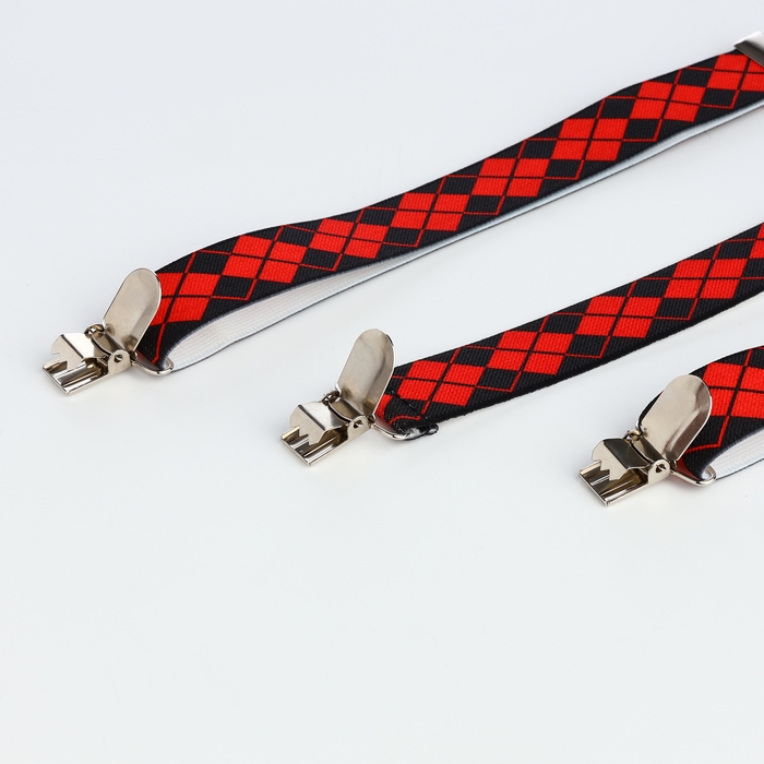 Подтяжки взрослые, ширина 2,5 см, цвет чёрный/красный Подтяжки взрослые, ширина 2,5 см, цвет чёрный/красный