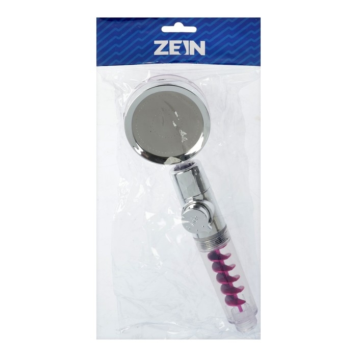 Лейка для душа ZEIN Z4087, микроточки, кнопка  Лейка для душа ZEIN Z4087, микроточки, кнопка "стоп", вентилятор, спираль, фиолетовый/хром