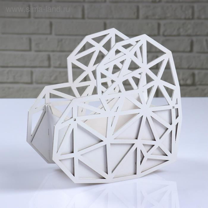 Кашпо деревянное  Кашпо деревянное "Сердце Хайтек", белый, 20×10×20 см