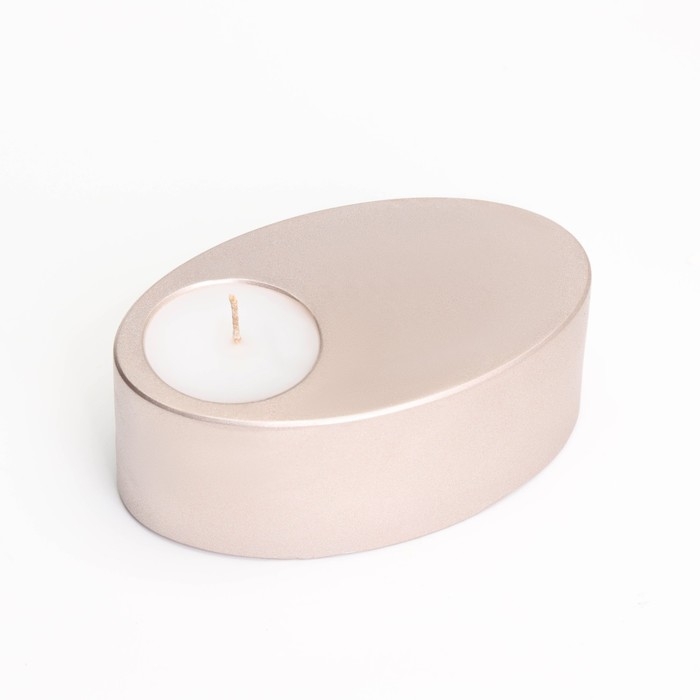 Свеча  Свеча "Узкий овал. Мрамор" в подсвечнике из гипса,11,5х7х4см,шампань