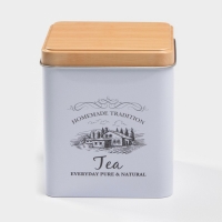 Банка для чая &laquo;Дом и поле&raquo;, 12&times;10&times;10 см, цвет белый