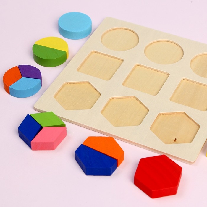 Головоломка «Фигуры. Дроби и целое», 3×3 см, до 1/3