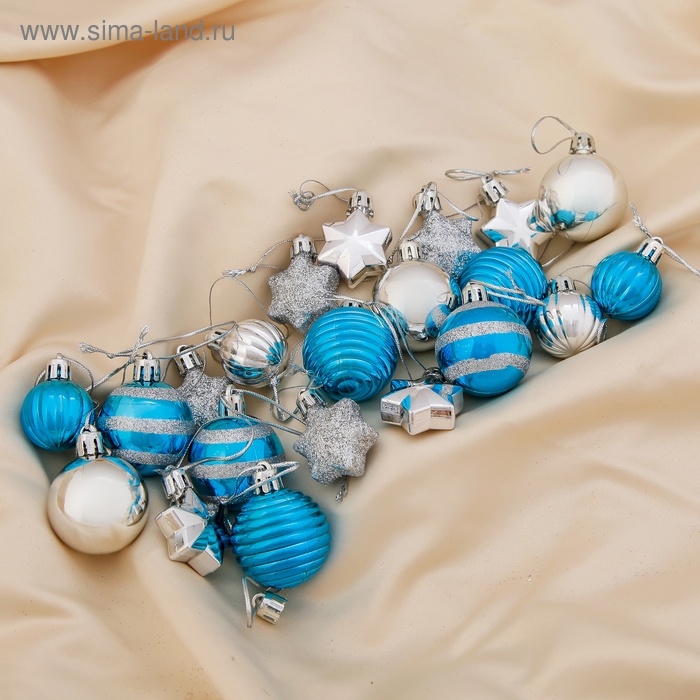 Набор украшений пластик 21 шт Набор украшений пластик 21 шт "Серпантин" серебристо- голубой