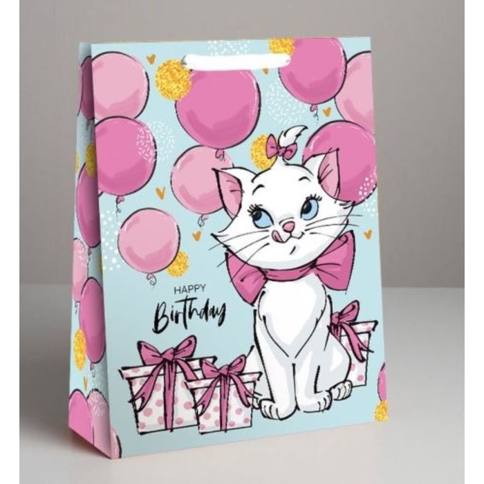 Пакет подарочный крафт Пакет подарочный крафт "Happy Birthday" 40х31х11.5 см, Коты аристократы