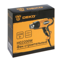 Фен технический DEKO HG2200W, 2200 Вт, 300/500 л/мин, 350/600 °С, 3 насадки