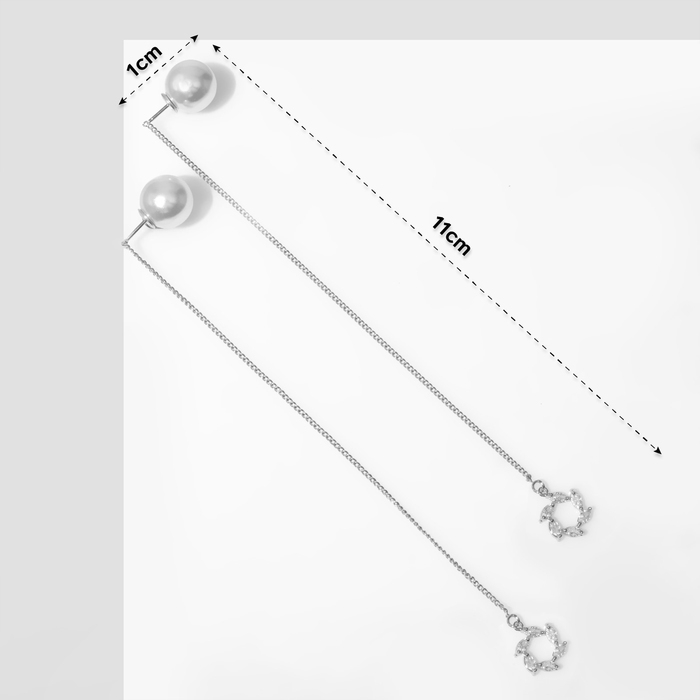 Серьги с жемчугом «Бусина» круги витые, цвет белый в серебре Серьги с жемчугом «Бусина» круги витые, цвет белый в серебре