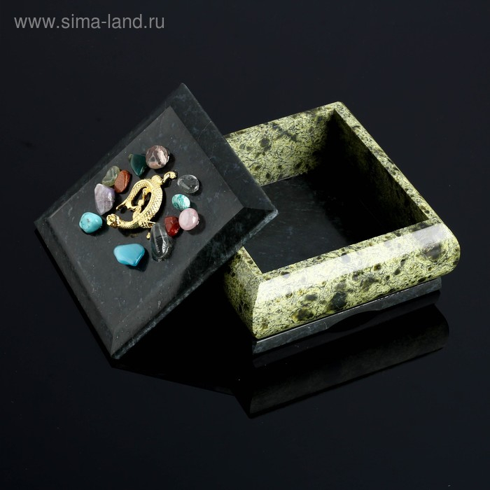 Шкатулка Шкатулка "Самоцветы", 10х10х6 см, змеевик