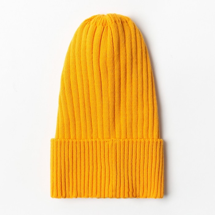 Шапка женская MINAKU "Трюфель" цвет горчица, размер 54-56