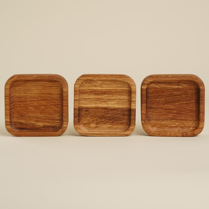 Набор тарелок - подставок из дуба Sima-Land Home, 10×10×2 см, 3 шт Набор тарелок - подставок из дуба Sima-Land Home, 10×10×2 см, 3 шт