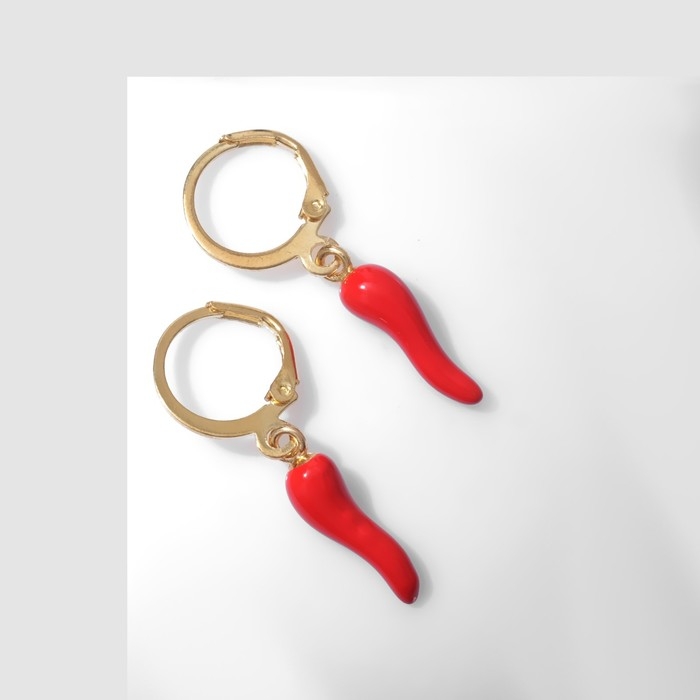 Серьги эмаль «Перчики», цвет красный в золоте Серьги эмаль «Перчики», цвет красный в золоте