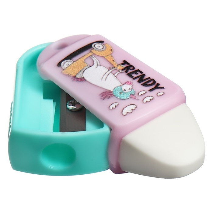 Точилка пластиковая с ластиком MESHU Точилка пластиковая с ластиком MESHU "Unicorn", 1 отверстие, МИКС