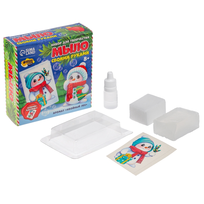 Мыло своими руками с картинкой на новый год «Снеговик с ёлкой», набор для творчества Мыло своими руками с картинкой на новый год «Снеговик с ёлкой», набор для творчества