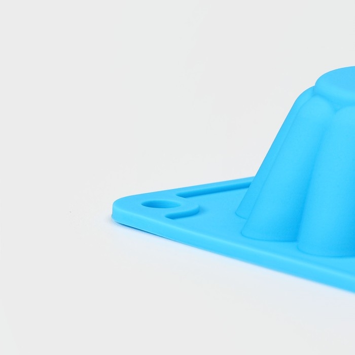 Форма для выпечки Доляна &laquo;Сладости. Круг риб&raquo;, силикон, 25,5&times;17,5&times;3 см, 6 ячеек (d=7 см), цвет синий